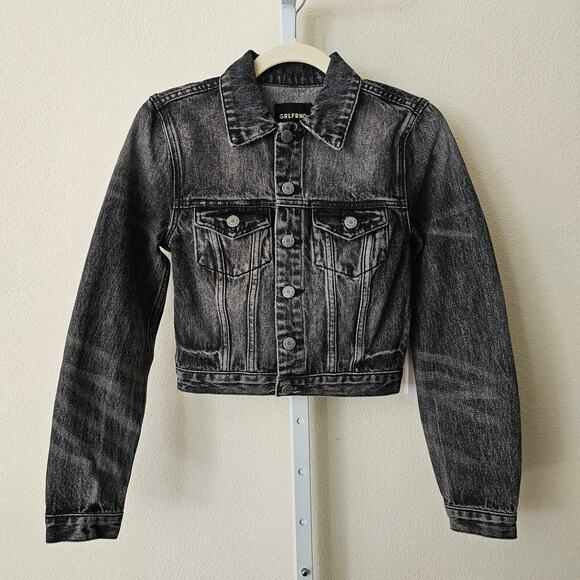 GRLFRND NWT Revolve Maeve Distressed Button Jean Jacket in Phantom Sz XS - Picture 2 of 16